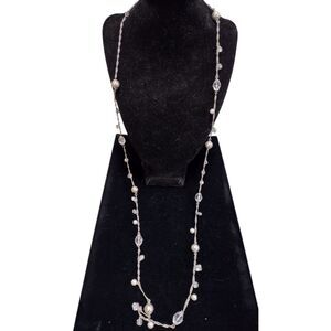 Premier Designs Faux Pearl and Bead Silver Necklace